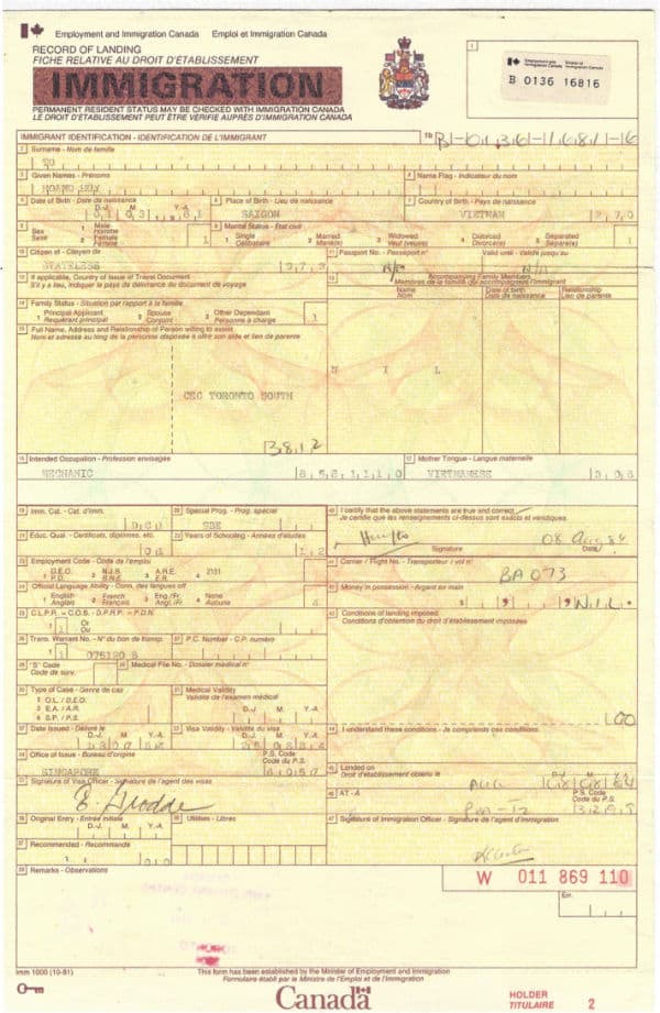 Immigration Document
